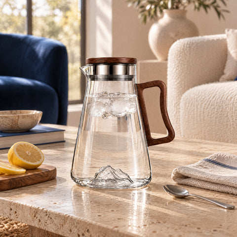 Carafe D'Eau en Verre Design Marquise, mise en situation à table