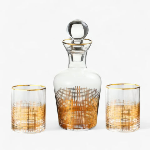 Carafe Décor Or 1 Carafe + 2 Verres