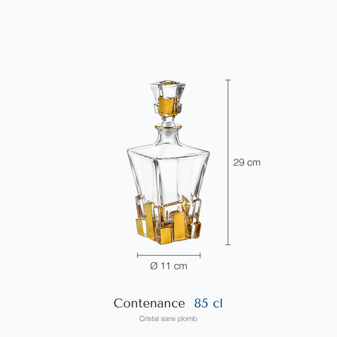 Dimensions : Carafe à Whisky Dorée Peinte Émail (hauteur 29 cm, contenance 85 cl)