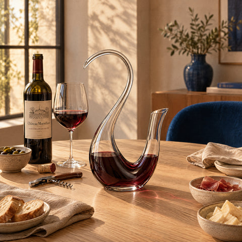 Carafe Oxygénez le Vin Vinique, mise en situation à table