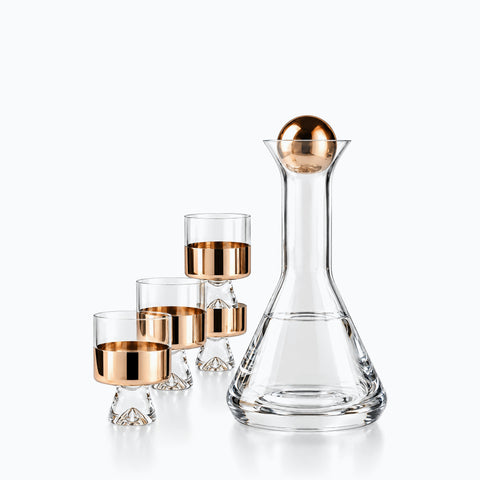 Carafe en Verre Cristal Ricochet, modèle 1 carafe + 4 verres, sur fond blanc