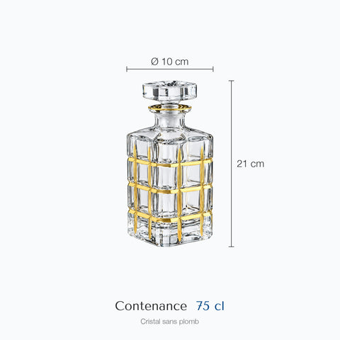 Dimensions : Carafe Vintage Dorée Crinoline (hauteur 21 cm, diamètre 10 cm, contenance 75 cl)