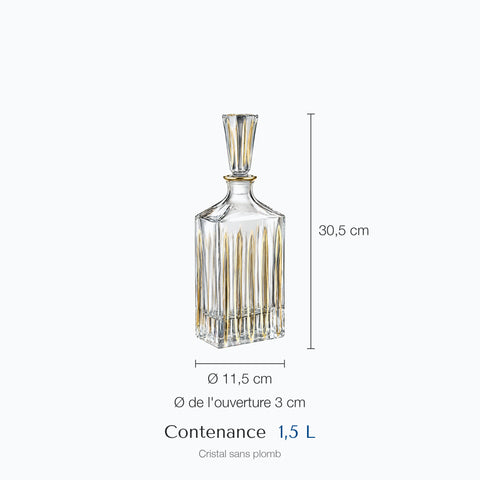 Dimensions : Carafe Whisky Ancienne Verre Ciselé Acanthe (hauteur 30,5 cm, contenance 1,5 L)