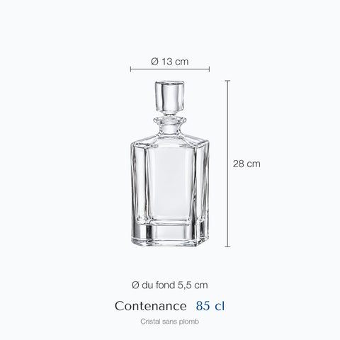 Dimensions : Carafe à Whisky Cristal Calcite (hauteur 28 cm, diamètre 13 cm, contenance 85 cl)