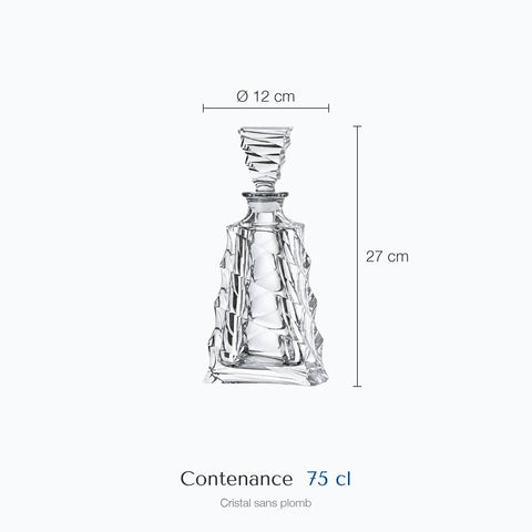 Dimensions : Carafe à Whisky Design Ziggourat (hauteur 27 cm, diamètre 12 cm, contenance 75 cl)