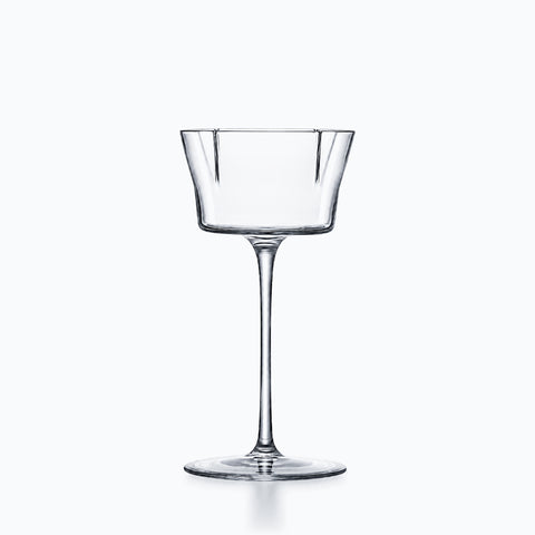 Coupe à cocktail quadrilobée en verre cristallin transparent, buvant à quatre lobes, jambe fine
