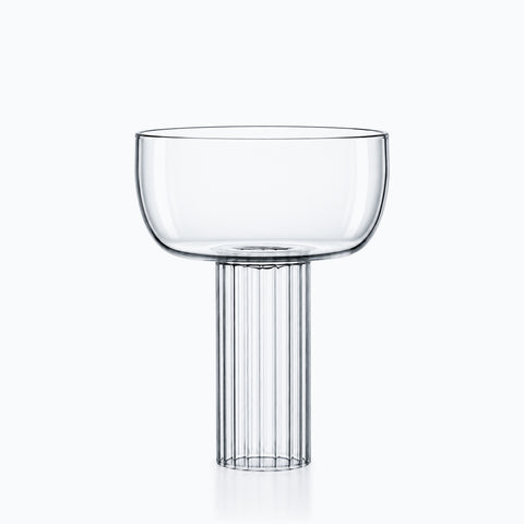 Coupe champagne cocktail en verre transparent, buvant large, pied cannelé cylindrique