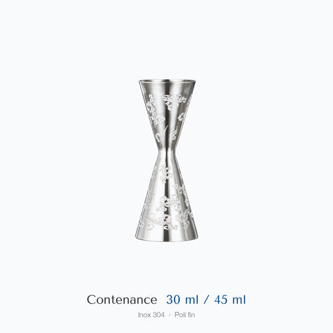 Doseur Pampre sur fond blanc : contenances 3 cl et 4,5 cl
