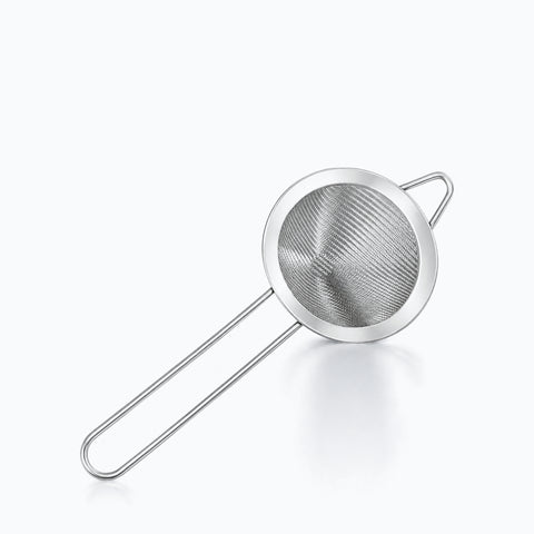 Fine strainer en acier inoxydable, cône de toile tissée, long manche en U