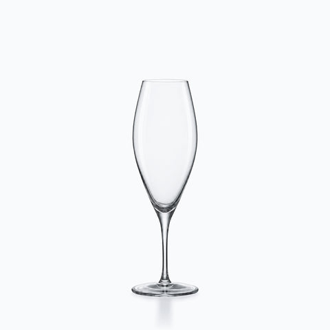 Flûte à champagne de dégustation en cristal transparent, buvant élancé et jambe fine