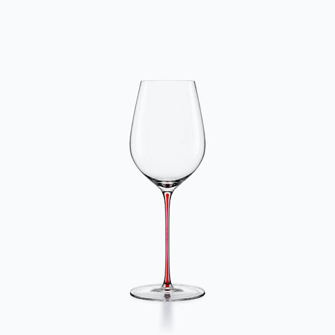 Grand verre à vin rouge en cristal, calice ovoïde élancé sur tige très fine