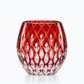 Verre à Eau Rouge Edo Kiriko, sur fond blanc