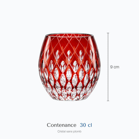 Dimensions : Verre à Eau Rouge Edo Kiriko (hauteur 9 cm, contenance 30 cl)
