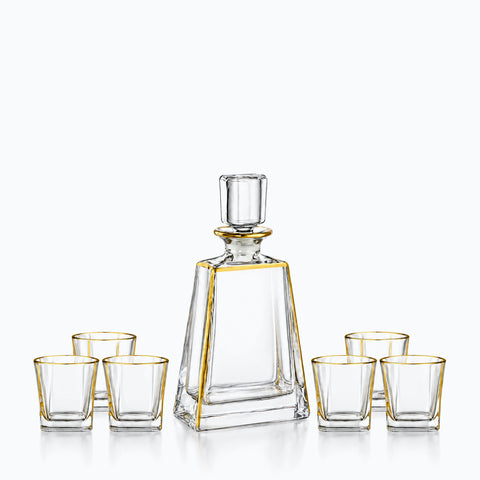 Service à Whisky Géométrique Compas, sur fond blanc