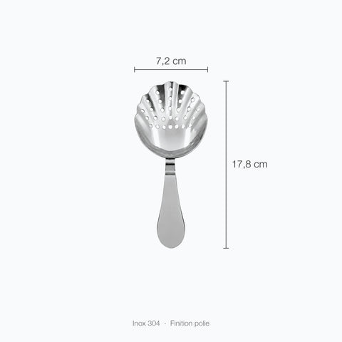 Passoire de barman Peigne sur fond blanc, cote de hauteur de 17,8 cm
