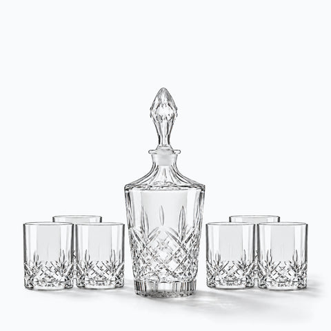 Set Carafe à Whisky L'Élancée, avec son ombre portée, sur fond blanc