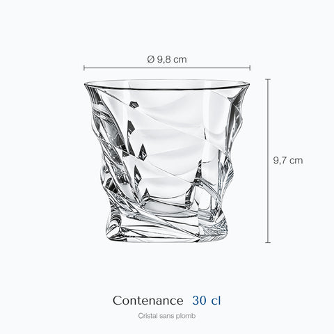 Dimensions : Set de Verre à Whisky (hauteur 9,7 cm, diamètre 9,8 cm, contenance 30 cl)