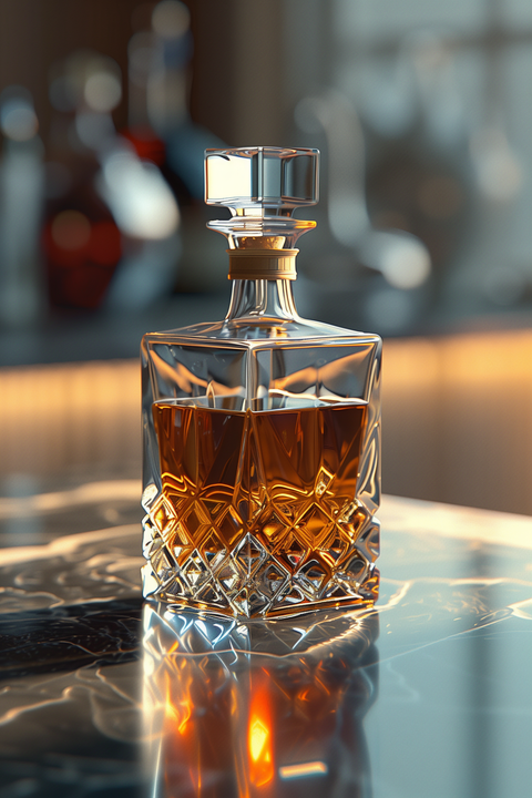 une carafe a whisky design au ligne original rectangulaire