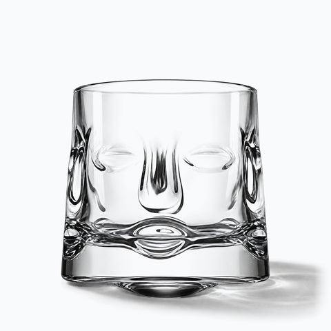 Verre à Whisky à Bascule, avec son ombre portée, sur fond blanc