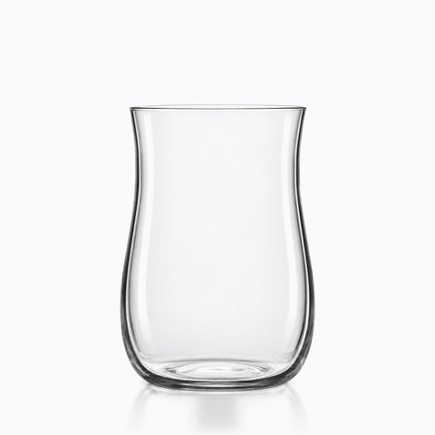 Verre à bière tulipe transparent sans pied, corps galbé et buvant évasé