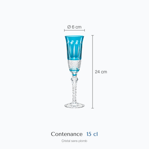 Dimensions : Verre à Champagne Original (hauteur 24 cm, diamètre 6 cm, contenance 15 cl)