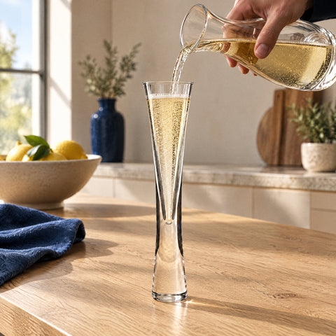 Verre à Champagne Sans Pied, en service