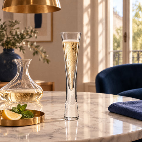 Verre à Champagne Sans Pied, mise en situation à table