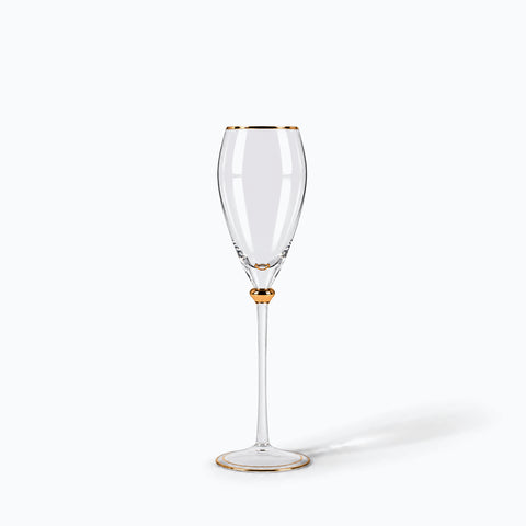Verre Tulipe Champagne Décoré, avec son ombre portée, sur fond blanc