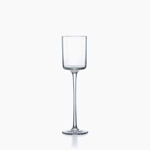 Verre à cocktail droit à pied haut en cristal transparent, buvant cylindrique sur jambe fine
