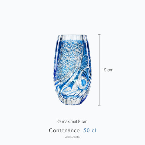 Dimensions : Verre à Cocktail Luxe Edo Kiriko · Aizome (hauteur 19 cm, diamètre 8 cm, contenance 50 cl)
