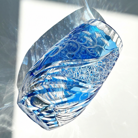 Verre à Cocktail Luxe Edo Kiriko | Bleu Saphir - Verasco