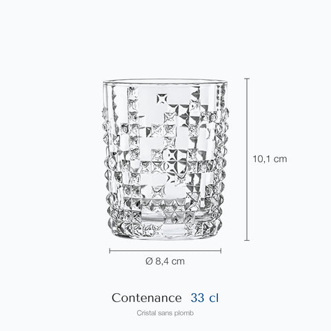 Dimensions : Verre à Eau Design Original (hauteur 10,1 cm, contenance 33 cl)
