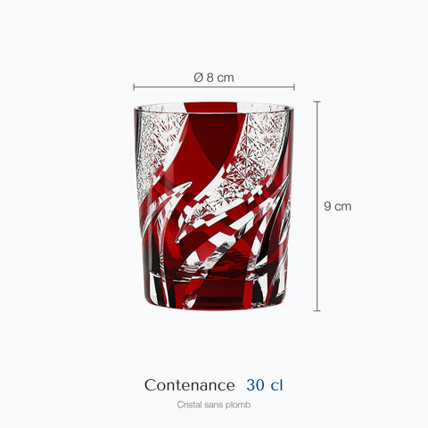 Dimensions : Verre à Eau Rouge (hauteur 9 cm, diamètre 8 cm, contenance 30 cl)