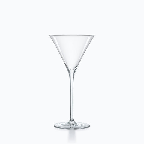 Verre à martini japonais transparent, cône en V à parois droites sur jambe fine
