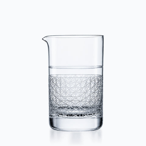 Verre à mélange quadrillé 65 cl en cristal transparent, bandeau taillé, bec verseur pincé