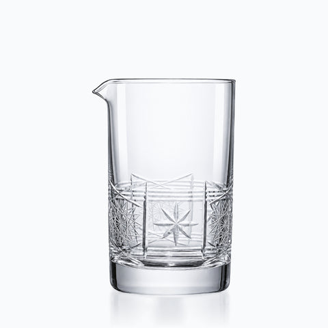 Verre à mélange taillé étoile 55 cl en cristal, bec verseur, décor gravé
