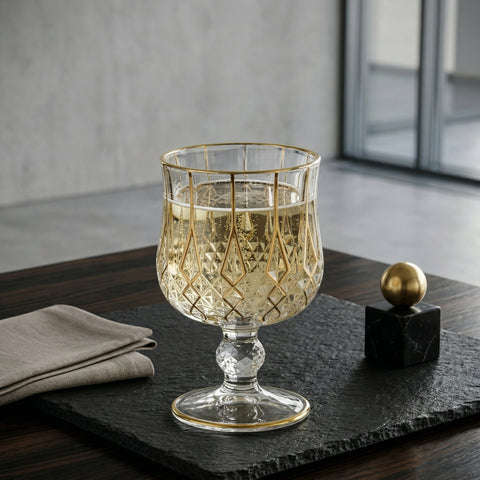 Verre à Pied Doré | Cristal Taillé et Or - Verasco