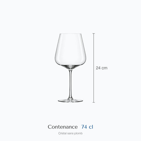 Dimensions : Verre à Vin Blanc (hauteur 24 cm, contenance 74 cl)