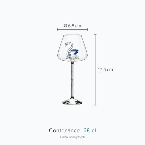 Dimensions : Verre à Vin Cygne · Séraphine (hauteur 17,5 cm, diamètre 6,8 cm, contenance 68 cl)