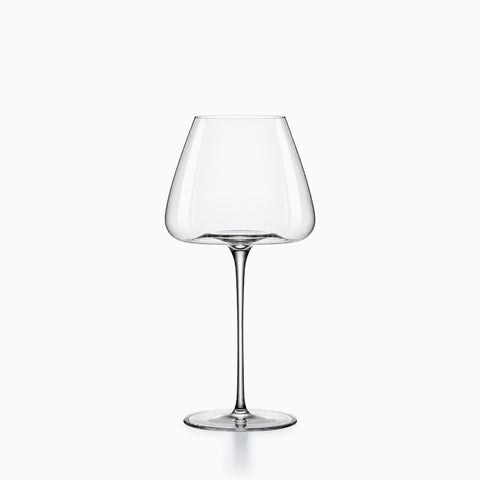 Verre à vin évasé en cristal transparent, calice conique, jambe très longue, pied rond