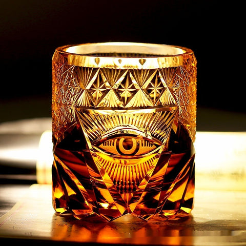 Verre à Whisky Ambré Edo Kiriko | Motif Œil - Verasco