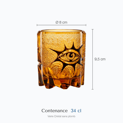 Dimensions : Verre à Whisky Baroque Edo Kiriko · Oculus (hauteur 9,5 cm, diamètre 8 cm, contenance 34 cl)
