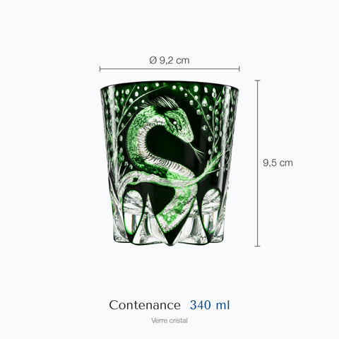 Dimensions : Verre à Whisky Calypso · Serpens (hauteur 9,5 cm, diamètre 9,2 cm, contenance 340 ml)