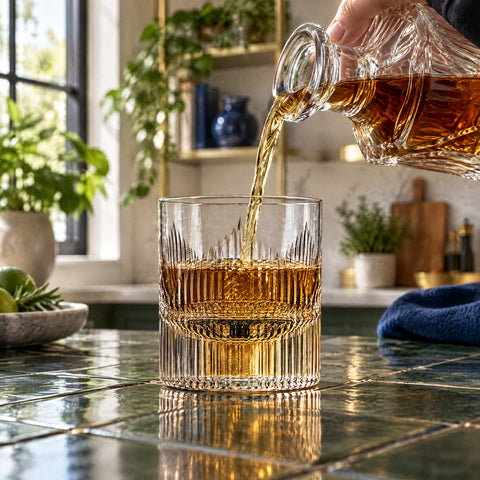 Verre à Whisky Cristal Design Edo Kiriko, en service