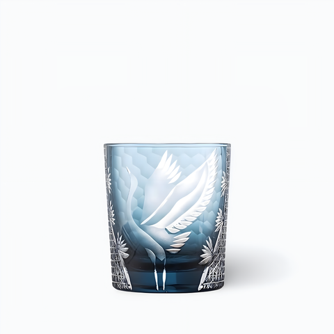 Verre à Whisky Edo Kiriko en Cristal Coloré Turquoise