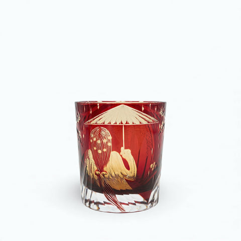 Verre à Whisky Edo Kiriko Geisha | Scène Gravée - Verasco Geisha ambre rouge
