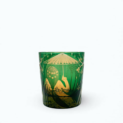 Verre à Whisky Edo Kiriko Geisha | Scène Gravée - Verasco Geisha ambre verte
