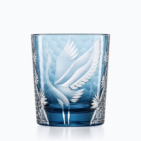 Verre à Whisky Edo Kiriko Cristal Coloré, modèle turquoise, sur fond blanc
