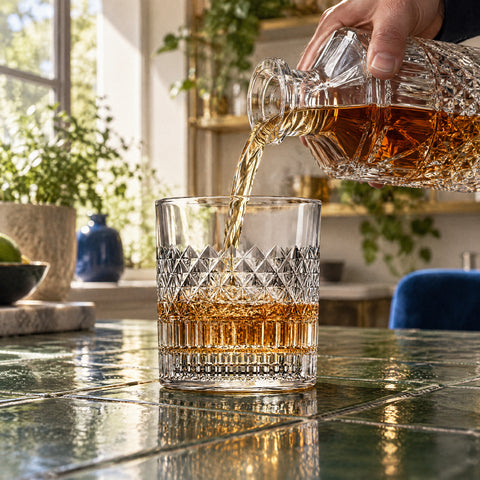 Verre à Whisky Gravé, en service