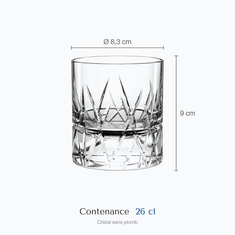 Dimensions : Verre à Whisky Irlandais (hauteur 9 cm, diamètre 8,3 cm, contenance 26 cl)